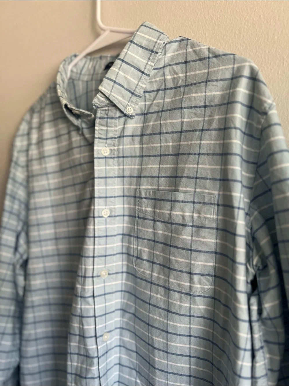J. Crew Light Blue Plaid Button-Down Shirt - Men Size Large Slim